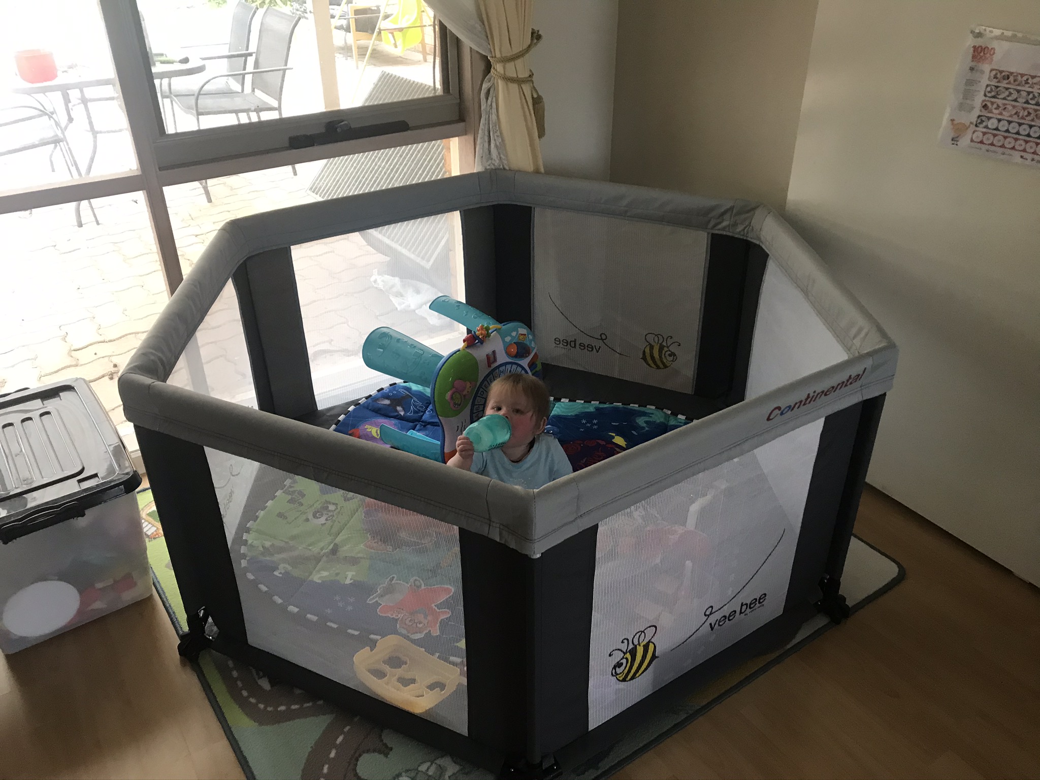 Anna in her play pen.